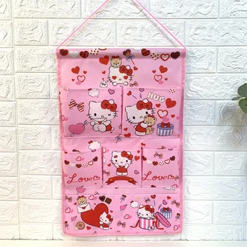 Мультяшная домашняя многослойная сумка для хранения Sanrio Hello Kitty, подвесная сумка из ткани Melody, настенная сумка для хранения, многослойная сумка для хранения