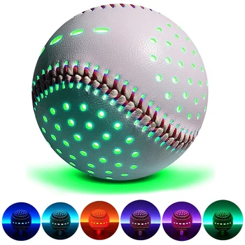 Бейсбол с подсветкой, бейсбол со светодиодной подсветкой, 6 светлых цветов, светящихся в темноте, Бейсбол с 2 режимами подсветки, забавно для игроков-подростков