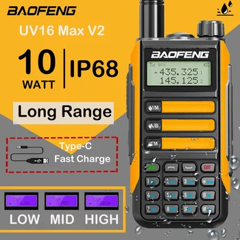 baofeng UV 16 Max V2 10W Walkie Talkie UV-16 CB Радиостанция VHF UHF Ham Радио Ручной Приемопередатчик для Охоты UV 5R Upgrade