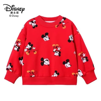 Детская толстовка Disney, весенне-осенние топы и куртки в стиле мультяшного Микки для мальчиков и девочек, зимние виды спорта и отдыха для мальчиков и девочек