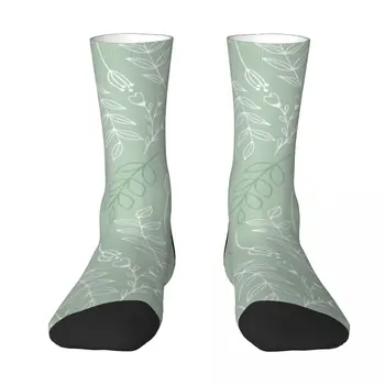 Носки с Зеленым Цветочным Узором Шалфея, черные носки, изготовленные на заказ носки, обувь, Носки Мужские Женские