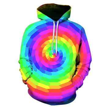 Новая мужская толстовка с капюшоном с 3D принтом Rainbow Vortex, повседневная мода, пуловер Y2K, толстовки, женский спортивный костюм, большие размеры, Sudaderas