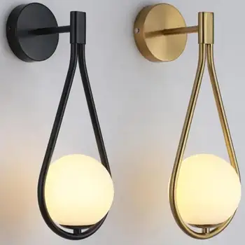 Скандинавская индивидуальность, Креативная Металлическая настенная лампа для гостиной, Модная современная минималистичная модель, Прикроватная Стеклянная настенная лампа для спальни