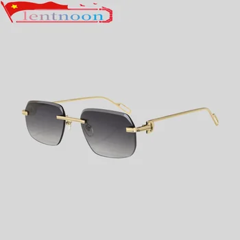 Солнцезащитные очки без оправы для мужчин и женщин, уличная мода, Дизайнерский бренд, Индивидуальность, Классические Ретро Роскошные Солнцезащитные очки UV400