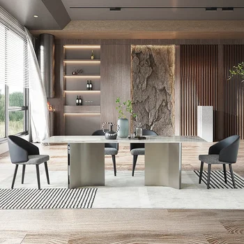 Обеденный стол в итальянском стиле из массива дерева, современный минималистичный небольшой гарнитур, высококачественный прямоугольный стол, обеденный стол из мрамора super crystal