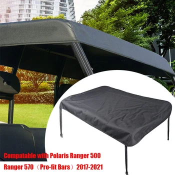 Мягкая крыша 1680D Black Oxford UTV Совместима с автомобилем среднего размера Polaris Ranger 500 Ranger 570 (Планки Pro-fit) 2017-2021