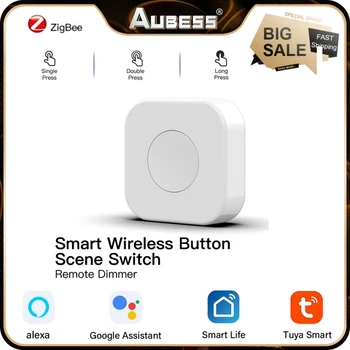 Мини-кнопка Tuya ZigBee Smart Scene Switch Беспроводной переключатель с возможностью подключения нескольких сцен Кнопка управления одним касанием работает с Smart Life