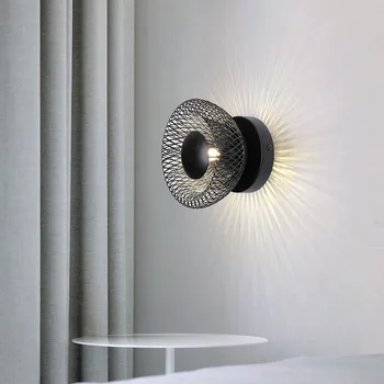 Новый итальянский дизайн, бра из железной сетки, настенный светильник для прохода, потолок в коридоре, Спальня, Керамическая головка, светодиодное освещение в помещении, Декор