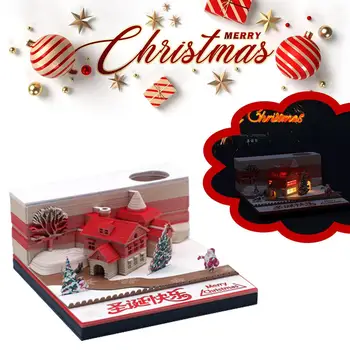 Веселый Рождественский домик, трехмерные стикеры, подарки для дома, 3D Украшение рабочего стола, Домашний блокнот, Бумажные украшения, Блокнот для заметок, автомобиль J3L0
