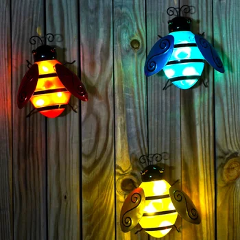 Новое поступление, солнечная лампа в виде пчелы, украшение в форме животного, садовый пейзаж из кованого железа, садовый настенный светильник