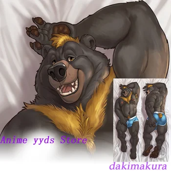 Подушка для тела с изображением медведя из аниме Дакимакура, двусторонний чехол с принтом в натуральную величину