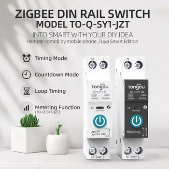 Умный Автоматический Выключатель Tuya ZigBee С Дозатором 1P 63A DIN-Рейка Remote Smart Life Control Switch Работает С Alexa Home
