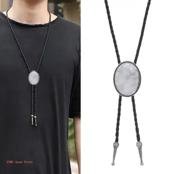 Галстук-боло, ковбойский галстук, плетеное ожерелье из веревочного шнура с подвеской из натурального камня