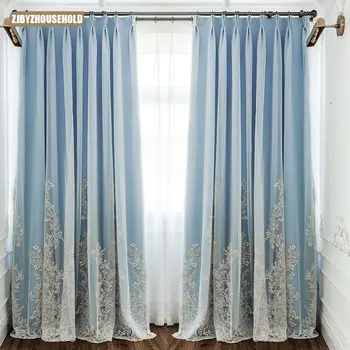 Спальня с французской легкой роскошной вышивкой Современные двухслойные плотные шторы для свадьбы Шторы для гостиной столовой Спальни