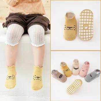 Милые детские противоскользящие носки для пола Four Seasons Новые Детские силиконовые Носки Мультяшные Дышащие Носки для ходьбы Хлопчатобумажные Носки для мальчиков и девочек