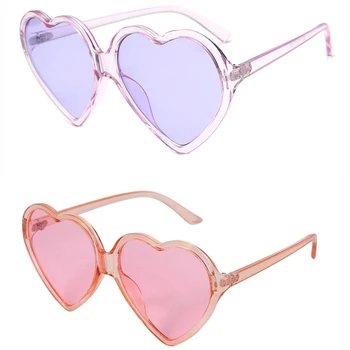 Топ!-2X винтажные очки 90-х, модные большие женские ретро-солнцезащитные очки в форме сердца, милые очки для любви (розовый и фиолетовый)