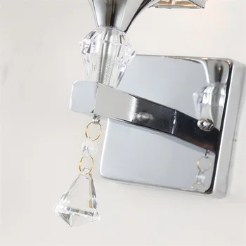 Простой Современный Серебряный Настенный Светильник С Одной Головкой K9 Crystal Creative Art Прикроватная Лампа Зеркало Фары Спальня