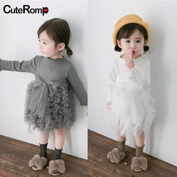 Весна 2023, новое трикотажное платье для девочек, одежда для маленьких девочек, платье для торта