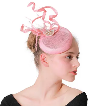 Очаровательные шляпки для свадебных чародеев, женские головные уборы с заколками для волос Sinamay, женские вечерние Розовые модные шапочки-вкладыши