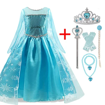 2023 Платье принцессы для девочек на Хэллоуин, детский карнавальный костюм Снежной королевы Эльзы, детские маскарадные костюмы для ролевых игр.