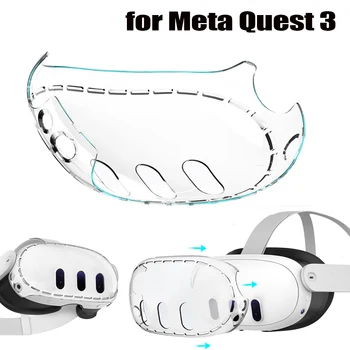 Для Meta Quest 3 VR Прозрачный Чехол Игровая Гарнитура Прозрачная Защитная Крышка ПК с 3ШТ Протектором Объектива камеры Закаленное Стекло