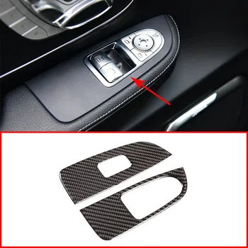 Для Mercedes Benz V Class W447 V260 2015-2020 Наклейка на кнопку окна из углеродного волокна, аксессуары для стайлинга автомобилей, 2 шт