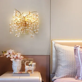 Французский хрустальный настенный светильник романтическое свадебное украшение освещение гостиной коридор филиал настенный светильник