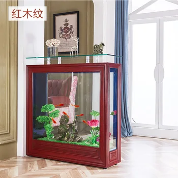 Ландшафтный дизайн дома в гостиной, стеклянный экологический прямоугольный экран без изменений, китайский аквариум с золотыми рыбками