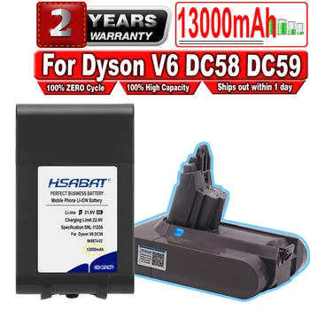 Аккумулятор HSABAT 13000mAh для Пылесоса Dyson V6 DC58 DC59 DC61 DC62 DC74 SV09 SV07 SV03 965874-02
