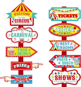 20 Штук Указателей направления для цирковой карнавальной вечеринки, декор для приветствия на День рождения, принадлежности для украшения тематических вечеринок для шоуменов