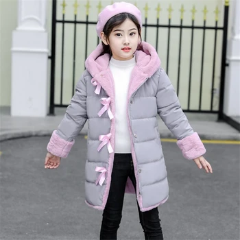 Модная детская зимняя теплая куртка из искусственного меха, пальто, парка, Одежда для маленьких Девочек, Детская утепленная Плюс бархатная одежда, зимний костюм -30 градусов