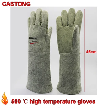CASTONG 500 градусов Высокотемпературные перчатки 45 см Высокотемпературные противопожарные перчатки для выпечки в духовке Защитные перчатки от ожогов