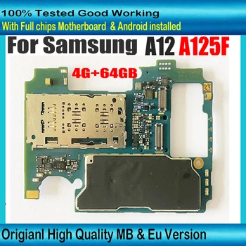 128 ГБ Европейская Версия Для Samsung Galaxy A12 A125F Материнская Плата Разблокирована Логическая Плата С Полными Чипами SM-A125F 32 ГБ/64 ГБ Оригинальная Пластина