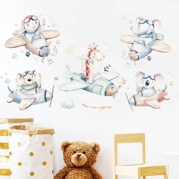 Мультяшный медведь самолет детская спальня крыльцо украшение стен из ПВХ декоративные наклейки на стены самоклеящиеся украшения гостиной