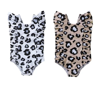 Летний купальник 2020 года от 6 до 5 лет для новорожденных девочек, цельные леопардовые купальники с оборками, купальные костюмы Танкини