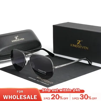 KINGSEVEN Мужские Винтажные алюминиевые Солнцезащитные очки 2023, Новое классическое зеркало с поляризацией UV400, Мужские Солнцезащитные очки, женские очки для вождения Для мужчин