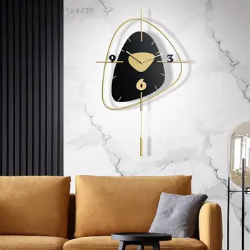Необычные Настенные Часы с Маятником Дизайн гостиной Настенные Часы в скандинавском Минимализме Стильное Оформление интерьера офиса Duvar Saati