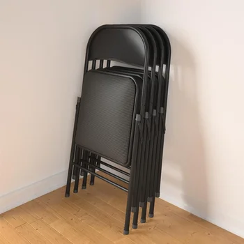 Складной стул с тканевой обивкой Mainstays, черный, 4 Отсчета, садовая мебель, мебель для патио, уличный набор стульев, балкон | США | НОВЫЙ