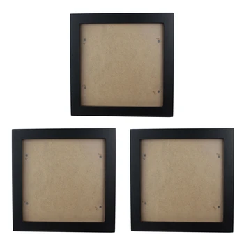 3-кратная квадратная фоторамка из толстой сосны, настенная рамка для фотографий (черная, 6 дюймов)