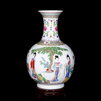 Керамические украшения Цзиндэчжэнь, большие вазы, Старинные цветные фигурки, классические напольные вазы.