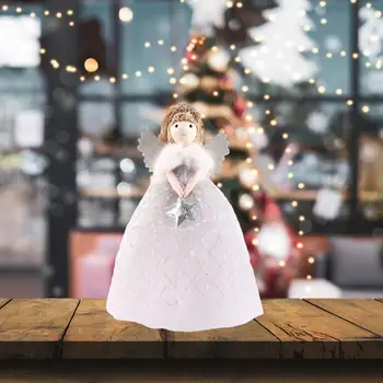 Рождественское украшение в виде ангела Уникальное праздничное украшение Праздничная Рождественская кукла-ангел с крыльями в короне Украшение стола для дома для девочек