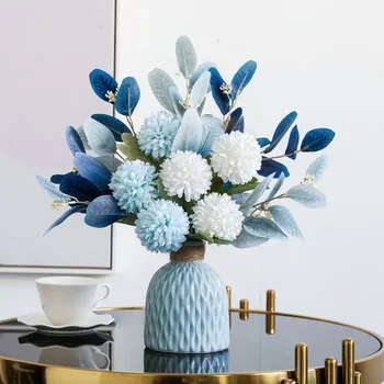 Florero de cerámica para decoración del hogar florero de estilo para flores artificiales para sala de estar
