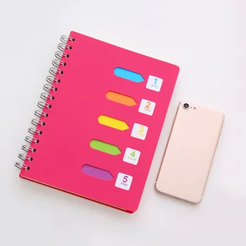 Блокнот на боковой спирали, цветная плотная бумага для блокнота, школьные принадлежности для дневника, дневник для путешествий (розовый формат A5 среднего размера)