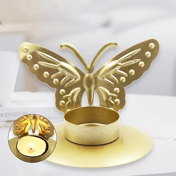 Золотой подсвечник в виде бабочки, чашка для свечей в дворцовом стиле, Художественное оформление обеденного стола, Простой модный подсвечник для ужина.