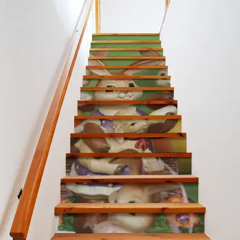13 Шт. Лестничных наклеек, наклейки с Пасхальным кроликом, наклейки для лестничных стояков, домашний декор, украшения для лестниц