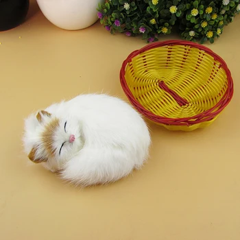 Имитационная кошка из полиэтилена и меха модель кошки забавный подарок размером около 13 см x 10,5 см x 6 см
