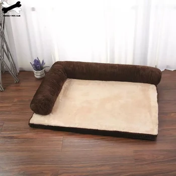 Кровать для домашних собак, Мягкая подушка, L-образная Квадратная подушка, чехол и съемный коврик, стираемый в машине, Кошачий домик для щенка собаки среднего размера.