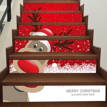 Новые рождественские креативные наклейки на лестницу имитация 3D рождественской елки ступени коридора ремонт декора наклейки на стены Рождество