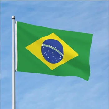 Небо Большой Бразильский Флаг Висит Двусторонний Полиэстер Цифровая Печать Бразильский Флаг Празднует Открытый Декоративный Баннер