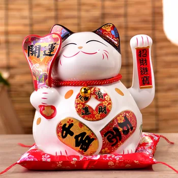 Креативная Керамическая поделка Lucky Cat в японском стиле, Машущая Лапой, Подарок для украшения дома, автомобиля, подарок на открытие